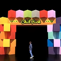 Colorful Cube Structure Event Gate For Chill Park With Person Standing 3d model
