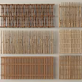 Various Wooden Railings with Slatted Woven and Natural Grid Design Patterns