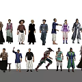 Multiple People In Traditional Costumes With Various Poses And Diverse Styles