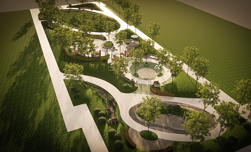 Curved Street Park Modern Park 3d model