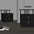 New Chinese Style artemide Side Table Solid Wood Side Table Bedside Table Books 3d model