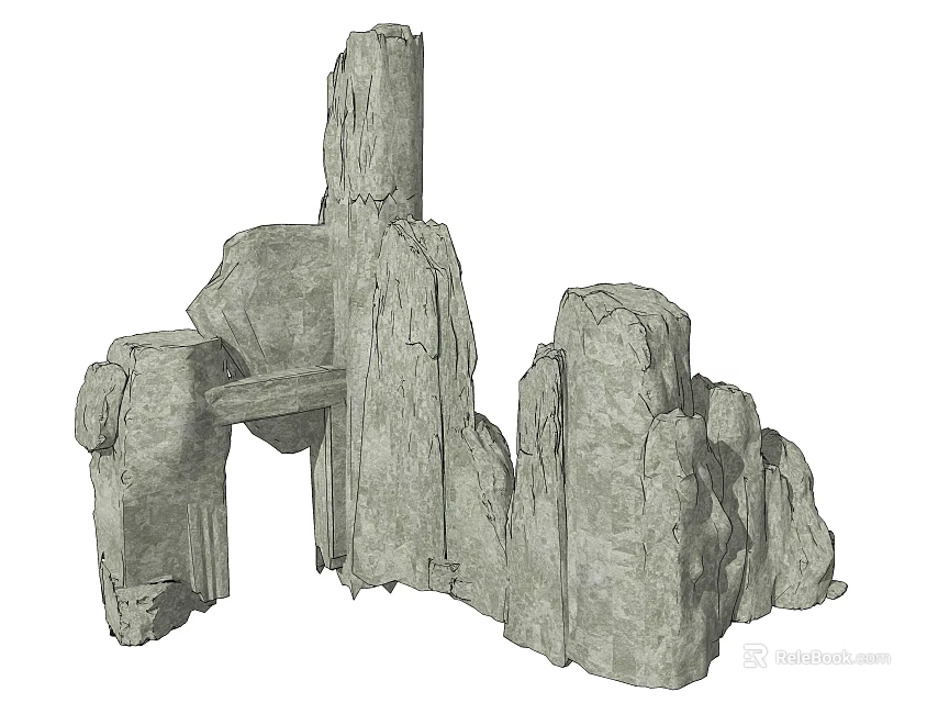 Natural Stone Garden Ornament With Rockery Structure And Decorative Landscape Design 3d model 