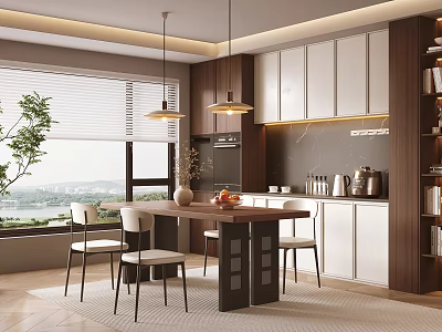 Middle-style dining tables and chairs 3d model