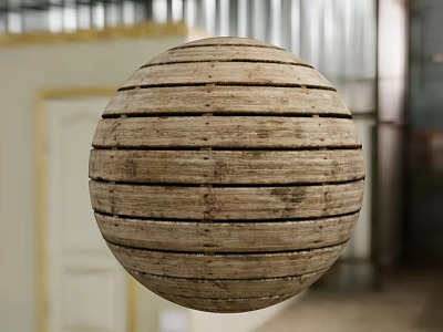 Stone and Wood Materials Slatted Wooden Sphere with Natural Texture Decorative Accent 3d model