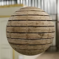 Stone and Wood Materials Slatted Wooden Sphere with Natural Texture Decorative Accent