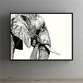 Modern Animal Painting Simple Grey Living Room Animal Elephant 3d model