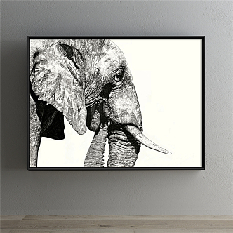 Modern Animal Painting Simple Grey Living Room Animal Elephant 3d model