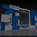 Modern Summit Backdrop With Blue White 3D Blocks THE NEW PATTERN FUTURE And IDV Logo 3d model