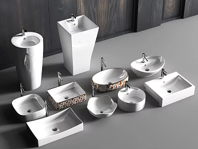 Wash Basins in Various Modern Styles for Bathroom Interior Design 3d model