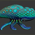 Vibrant Turquoise Aquatic Animal With Spotted Design Long Tentacles And Circular Patterns