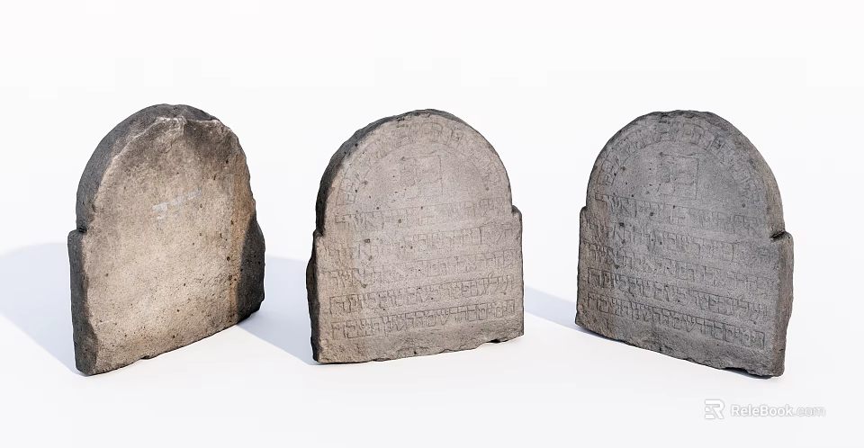 Ancient Stone and Wood Carved Plaques With Detailed Inscriptions and Patterns 3d model 
