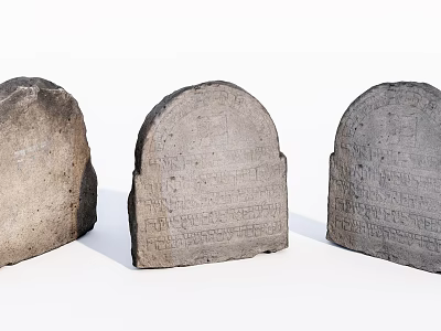 Ancient Stone and Wood Carved Plaques With Detailed Inscriptions and Patterns 3d model