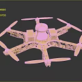 Golden Drone Model With Multiple Propellers And Main Structure 3d model
