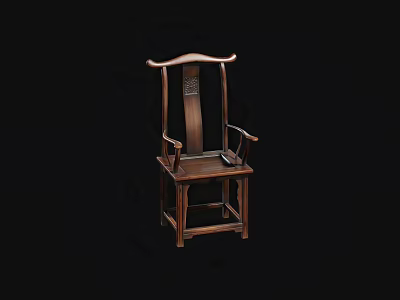 Traditional Chinese Style Wooden Leisure Chair With Carved Backrest And Armrests 3d model