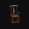 Traditional Chinese Style Wooden Leisure Chair With Carved Backrest And Armrests