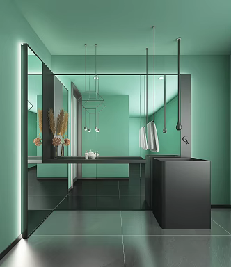 modern washing table public column type column basin 3d model