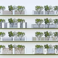 Modern Multi level Building Facade With Balconies Trees And Railings Design 3d model
