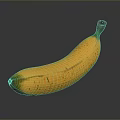 Ripe Yellow Speckled Banana With Green Stem On Dark Reflective Background