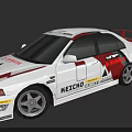 Racing Car Exterior Design With Red White Livery HETCHO Stickers Rear Spoiler And Alloy Wheels