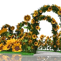 Vibrant Event Entrance Decorated With Colorful Sunflowers And Green Foliage