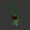 Modern Computer Vacuum Cleaner With Red Top Silver Barrel Green Hose And Wheels