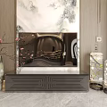 Modern Elegant Decorative Ornament Set With Silver Vase Plum Blossom Branches And Birdcage Decor