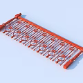 Red Ornate Railing With Spiral Posts And Circular Decorative Patterns Design 3d model