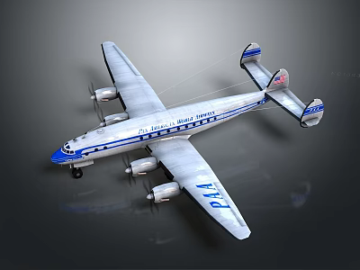 Vintage Air France Paris Model Airplane With Propellers For Aerospace 3d model