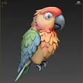 Colorful Parrot With Red Orange Green Blue Feathers Standing On Light Background