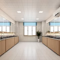 Clean Modern Public Restroom With Spacious Interior Sinks Mirrors Windows And Wooden Cabinets