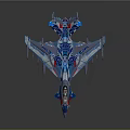 Cosmic Aerospace Model With Blue Red Color And Detailed Design Features