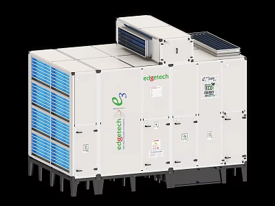 Industrial Equipment With EcoTech GreenTech Solar Panel And Cooling Units 3d model