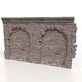 Decorative Stone Brick Wall With Double Arched Design And Textured Surface 3d model