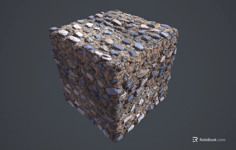 Textured Building Exterior Wall With Pebble And Crushed Stone Material Structure 3d model 