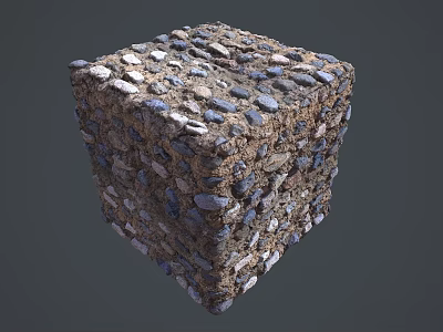 Textured Building Exterior Wall With Pebble And Crushed Stone Material Structure 3d model