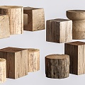 wood stump table stool wood stump stool old wood stump seat 3d model