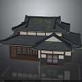 Traditional Two Story Architecture Wooden Structure With Tile Roof Green Vegetation And Classic Windows Doors