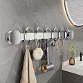 Modern Bathroom Set with Wall Mounted Hook Rack Towel Hair Dryer Mirror and Sink Counter