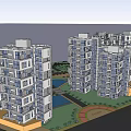 Modern High Rise Building With Glass Facade Balconies And Orange Fence