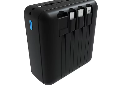 Black Multi Port USB Charger With Multiple USB Ports And Blue Indicator 3d model