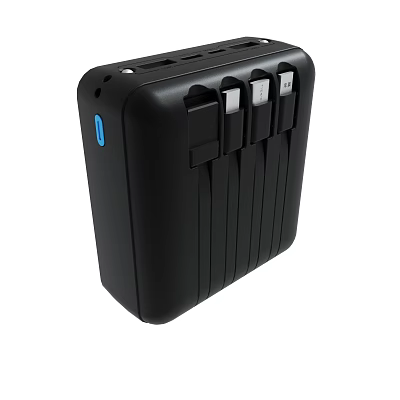 Black Multi Port USB Charger With Multiple USB Ports And Blue Indicator 3d model