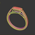 Stylish Gold Ring Featuring Square Red Gemstone And Modern Sleek Design