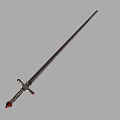 Ancient Decorative Sword With Red Gemstone Pommel And Silver Sharp Blade