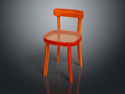 Orange Modern Leisure Chair With Mesh Seat Backrest And Slim Wooden Legs 3d model