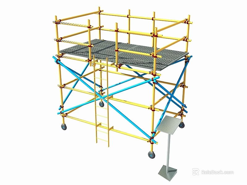 Stable Mobile Construction Scaffolding Frame With Platform And Lockable Wheels 3d model 