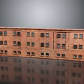 Red Brick Building Model Multi Story Structure With Regular Window Arrangement 3d model