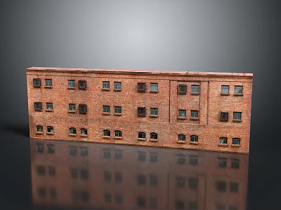 Red Brick Building Model Multi Story Structure With Regular Window Arrangement 3d model