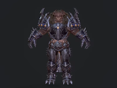 Mythical Beast Like Warrior Character In Spiked Metal Armor For Games And Movies 3d model