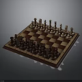 Classic Chessboard With Wooden Chess Pieces On Brown And Beige Squares