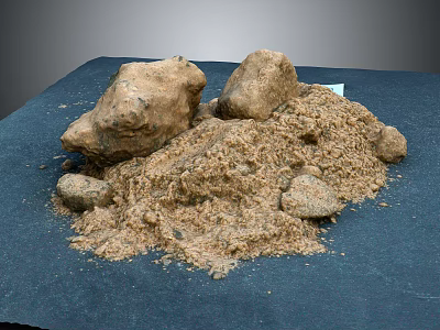 Natural Stones And Wood Chips Pile With Textured Surface And Earthy Tones 3d model